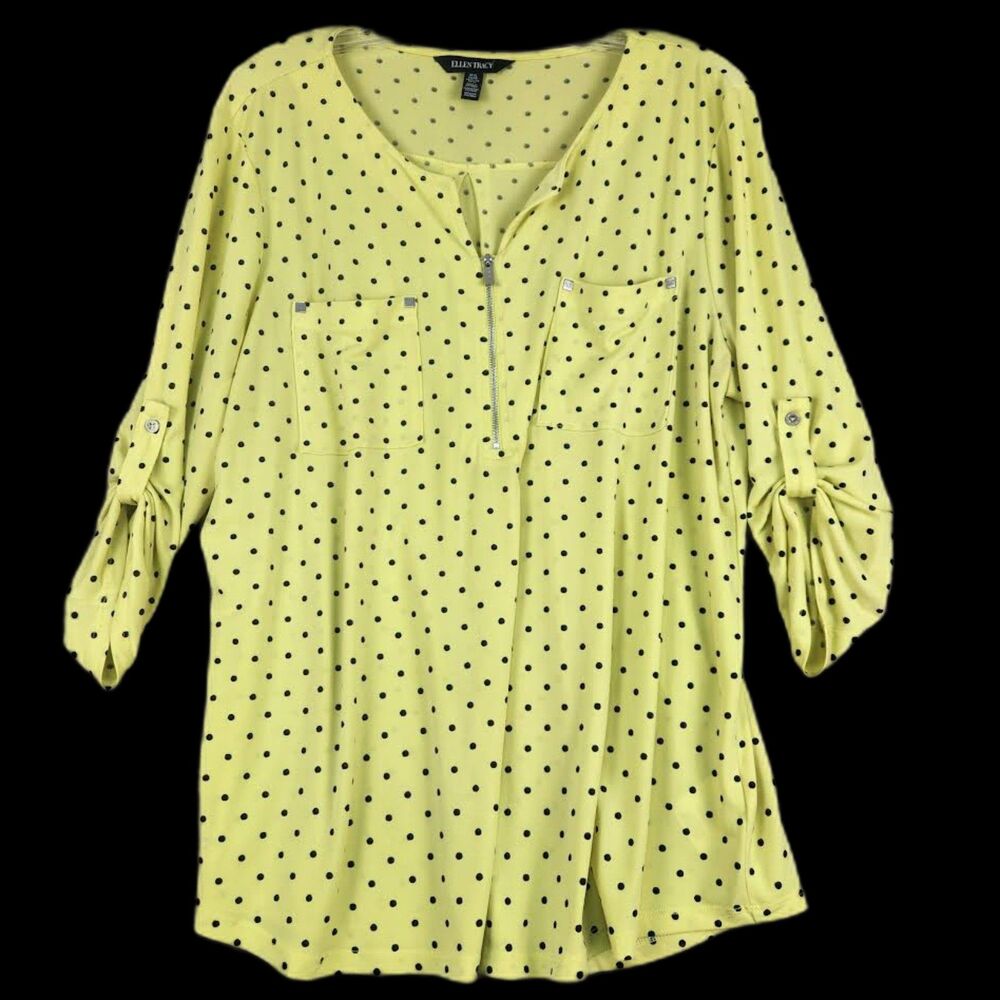 Ellen Tracy Women's 1/4 Zip Tunic Blouse Size XL